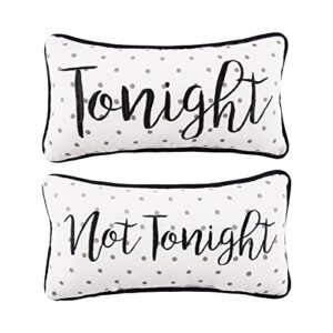 c&f home small 6" x 12" tonight/not tonight embroidered reversible pillow polka dot funny and romantic decor decoration accent throw pillow for bridal shower anniversary bachelorette party 6" x 12"