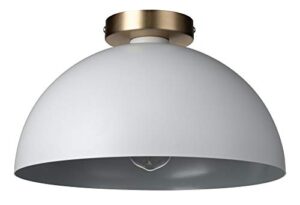 globe electric 61020 monica 1-light semi-flush mount, matte white, matte gold accent canopy, bulb included