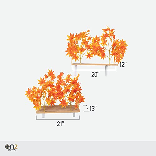 On2Pets Cat Shelves Wall-Mounted Cat Trees Cat Furniture for Climbing, Playing and Relaxing, Set of 2, Indoor Cat Shelf Made in USA… (Orange Blaze, Rectangle)