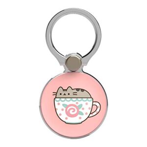 iface x pusheen licensed series universal smartphone ring holder accessory for girls/women - cute stick-on phone attachment for iphone, samsung galaxy, etc. - pusheen in a teacup