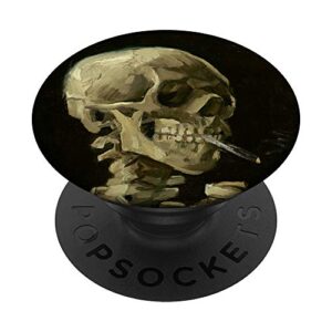 skull of a skeleton with burning cigarette van gogh art popsockets popgrip: swappable grip for phones & tablets