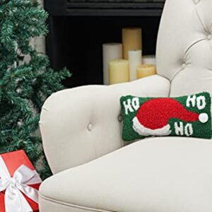 C&F Home HoHoHo Hat Hooked Petite Christmas Pillow Winter Decor Decoration Throw Pillow for Couch Chair Living Room Bedroom 6 x 12 Green