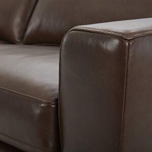 Amazon Brand - Stone & Beam Westview Extra-Deep Down-Filled Leather Sofa Couch, 89"W, Brown