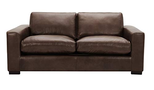 Amazon Brand - Stone & Beam Westview Extra-Deep Down-Filled Leather Sofa Couch, 89"W, Brown