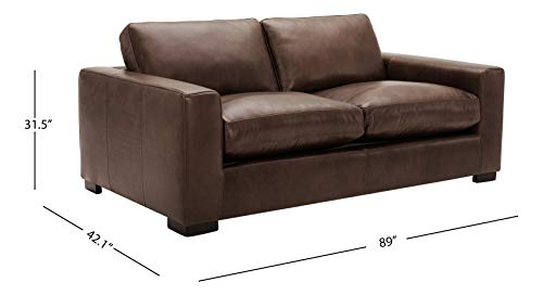 Amazon Brand - Stone & Beam Westview Extra-Deep Down-Filled Leather Sofa Couch, 89"W, Brown