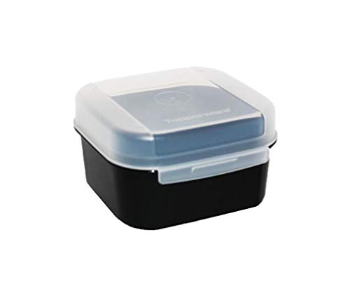 Tupperware (1) Signature Line Hinged Keeper Modular Mates Small Square Black and Sheer