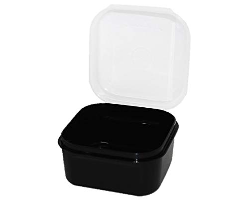 Tupperware (1) Signature Line Hinged Keeper Modular Mates Small Square Black and Sheer