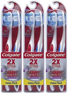 colgate 360 optic white platinum toothbrush, soft, 2 count (pack of 3) total 6 toothbrushes