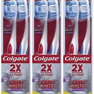 Colgate 360 Optic White Platinum Toothbrush, Soft, 2 Count (Pack of 3) Total 6 Toothbrushes