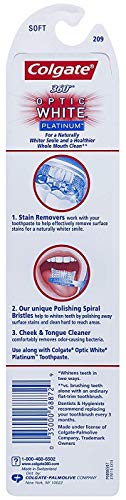 Colgate 360 Optic White Platinum Toothbrush, Soft, 2 Count (Pack of 3) Total 6 Toothbrushes