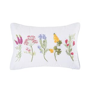 C&F Home Botanical Floral Ribbon Art Lumbar Pillow 22 x 14 White