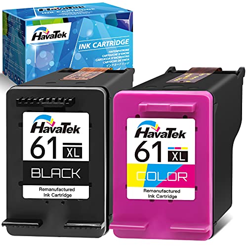 HavaTek Remanufactured 61XL Replacement for HP 61 Ink Cartridge Combo Pack for Envy 4500 5530 4502 4501 OfficeJet 4630 4635 2620 DeskJet 2540 3050 2050 1000 1010 1510 Printer (1 Black,1 Color)