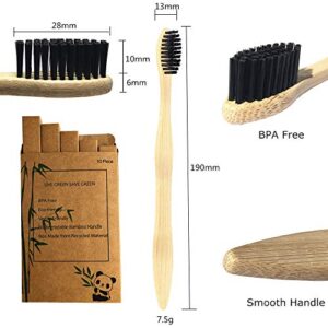 Goaycer Eco Friendly Bamboo Toothbrush, 10Pack Medium Firm Bristles Biodegradable Bulk Wooden Toothbrushes