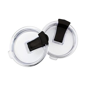 mjiya tumbler lids spillproof 20 oz, splash resistant lids for tumbler/for yeti/ozark trails and more cooler cup (2 pack, transparent + balck, 20 oz)
