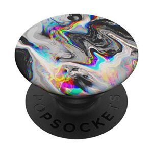 black rainbow abstract wave hippie gift popsockets popgrip: swappable grip for phones & tablets