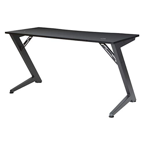 OSP Home Furnishings Beta Battlestation Gaming Desk with Bluetooth RGB LED Lights, Matte Black