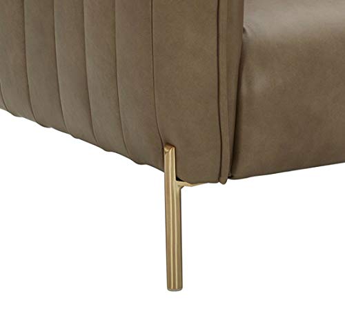 Amazon Brand – Rivet Frederick Mid-Century Channel Tufted Leather Sofa Couch, 77.5"W, Taupe