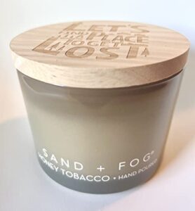 sand + fog honey tobacco scented candle wooden lid