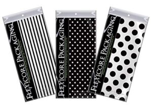 flexicore packaging | pin stripe & polka dot gift wrap tissue paper | size: 15 inch x 20 inch | count: 30 sheets | color: black | diy craft, art, wrapping, decorations