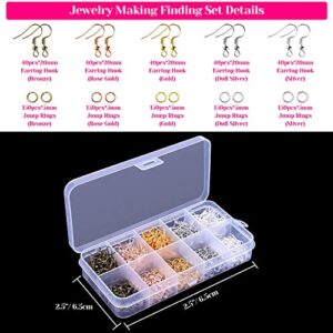 Earring Making Supplies, Paxcoo 1350pcs Earring Making Kit with Earring Hooks, Jump Rings, Pliers, Earring Backs, Earrings Holder Cards and Clear Bags for DIY Earring Supplies and Earring Findings