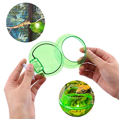 Suction Cup Reptile Feeder, Reptile Feeding Food Water Bowl Escape Proof Worm Dish Gecko Feeder Chameleon Bowl, Reptile Ledge Accessories Supplies for Lizard Bearded Dragon, 2 Pack