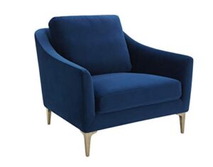 amazon brand – rivet alonzo contemporary velvet living room accent chair, 39"w, blue
