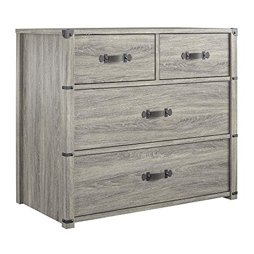 Little Seeds Nova 4 Drawer Storage Grey Dresser, Gray Oak