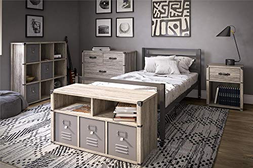 Little Seeds Nova 4 Drawer Storage Grey Dresser, Gray Oak