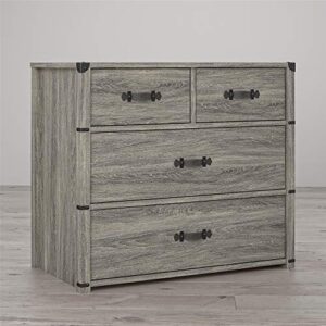 Little Seeds Nova 4 Drawer Storage Grey Dresser, Gray Oak