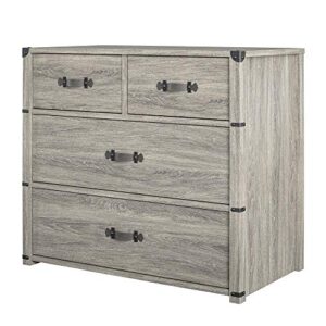 Little Seeds Nova 4 Drawer Storage Grey Dresser, Gray Oak