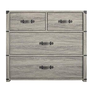 Little Seeds Nova 4 Drawer Storage Grey Dresser, Gray Oak