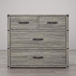 Little Seeds Nova 4 Drawer Storage Grey Dresser, Gray Oak