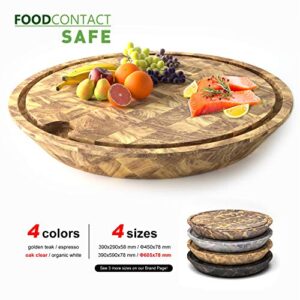 INTERBUILD REAL WOOD Heavy Duty Cutting Board (Butcher Block) with Juice Groove - 24" Round - Clear Oak