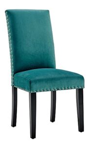modway parcel performance velvet dining side chairs - set of 2, teal