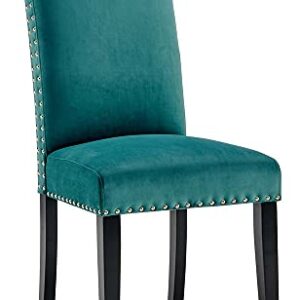 Modway Parcel Performance Velvet Dining Side Chairs - Set of 2, Teal