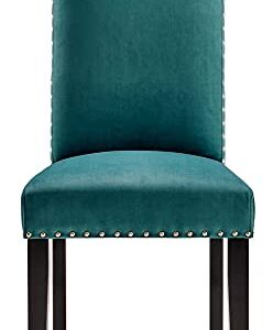 Modway Parcel Performance Velvet Dining Side Chairs - Set of 2, Teal