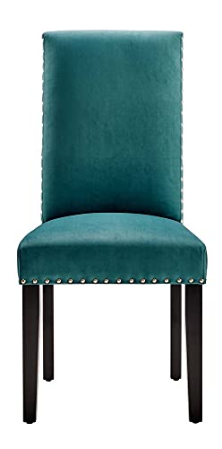 Modway Parcel Performance Velvet Dining Side Chairs - Set of 2, Teal