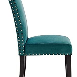 Modway Parcel Performance Velvet Dining Side Chairs - Set of 2, Teal