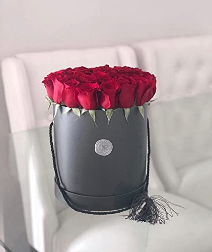 UNIKPACKAGING Premium Quality Round Flower Box, with Tassel, Gift Boxes for Luxury Flower and Gift Arrangements, Set of 3 pcs (Black)