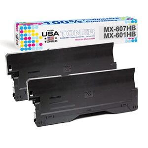 made in usa toner compatible waste container for sharp mx-2651,mx-3051,mx-3061,mx-3071,mx-3551,mx-3561,mx-3571,mx-4051,mx-4061,mx-4071, mx-601hb, mx601hb, mx-607hb (2 pack)