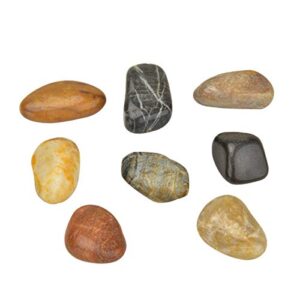 Mr. Fireglass Polished Pebbles Decorative Natural Stones Mixed Aquarium Gravel River Rocks, 3/8 inch, 5 Pounds