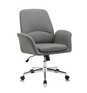 novigo upholstered home office chair with comfy back support for conference room study grey