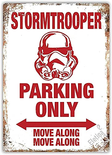 ELEtina Vintage Metal Stormtrooper Parking Only Wall Iron Painting Tin Warning Sign Decorative Signs & Plaques, 8 X 12 Inch, One color8-13