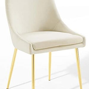 Modway Viscount Performance Velvet Dining Chairs - Set of 2, Gold Ivory