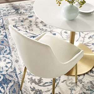 Modway Viscount Performance Velvet Dining Chairs - Set of 2, Gold Ivory