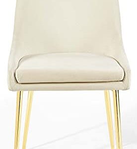 Modway Viscount Performance Velvet Dining Chairs - Set of 2, Gold Ivory