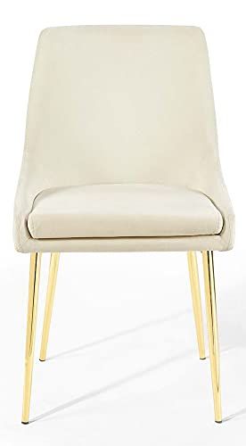 Modway Viscount Performance Velvet Dining Chairs - Set of 2, Gold Ivory