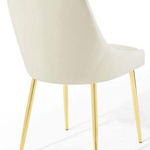 Modway Viscount Performance Velvet Dining Chairs - Set of 2, Gold Ivory