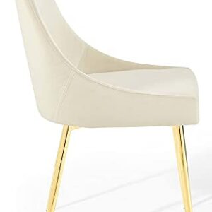 Modway Viscount Performance Velvet Dining Chairs - Set of 2, Gold Ivory