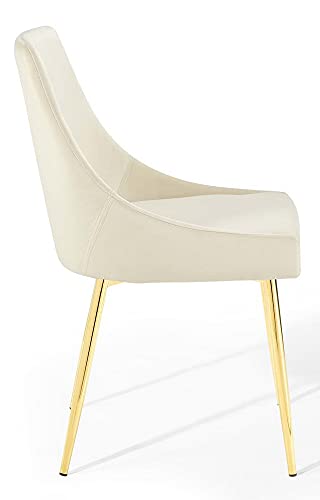 Modway Viscount Performance Velvet Dining Chairs - Set of 2, Gold Ivory